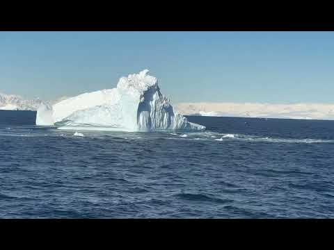 Cruising towards the south west end of Renaud Island, in the Biscoe Islands of Antarctica with Auror