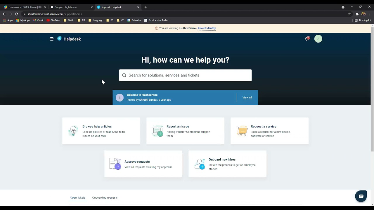 Freshservice End User Portal Demo - YouTube