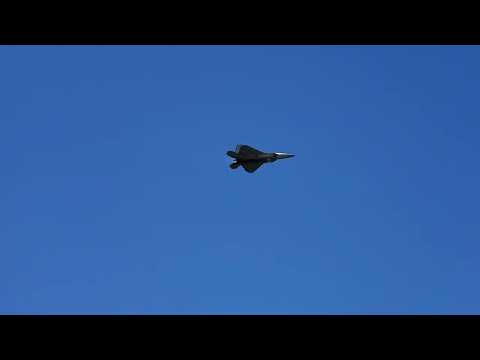 F-22 Raptor high speed pass with pyro