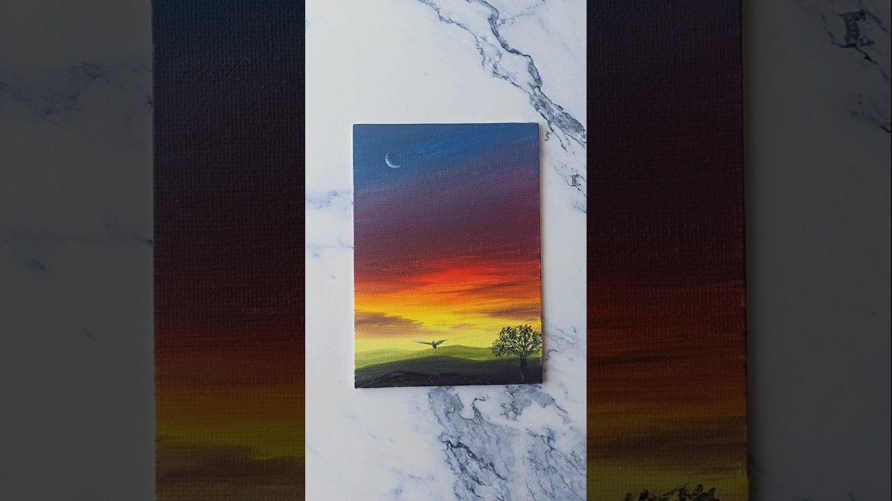 easy way to paint a sunset 🌇 acrylic painting ideas for beginners ✨️