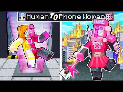 Human to Phone Woman TRANSFORMATION in Minecraft!