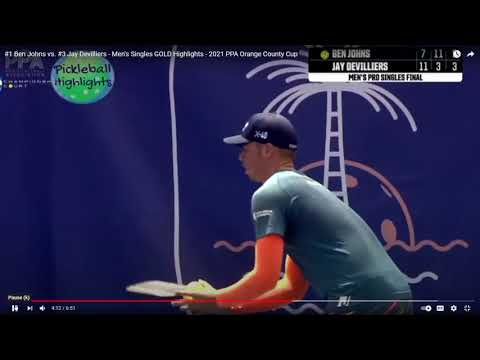 #1 Ben Johns vs  #3 Jay Devilliers   Men's Singles GOLD Highlights   2021 PPA Orange County Cup