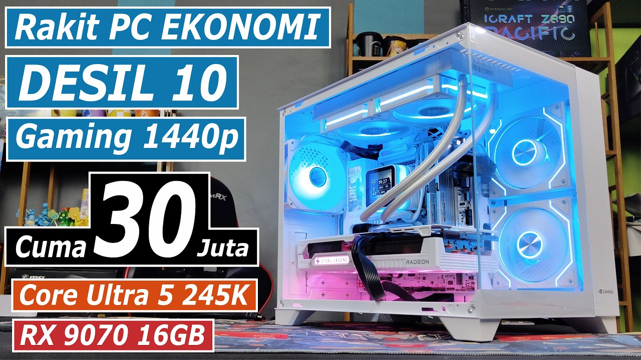 PC Gaming Full White Libas Semua Game with Intel Core Ultra 245K + RX 9070 16GB