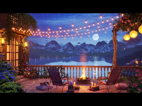 Cozy Lakeside Balcony Ambience at Night: The Gentle Sounds of a Springtime Lake for Relaxation