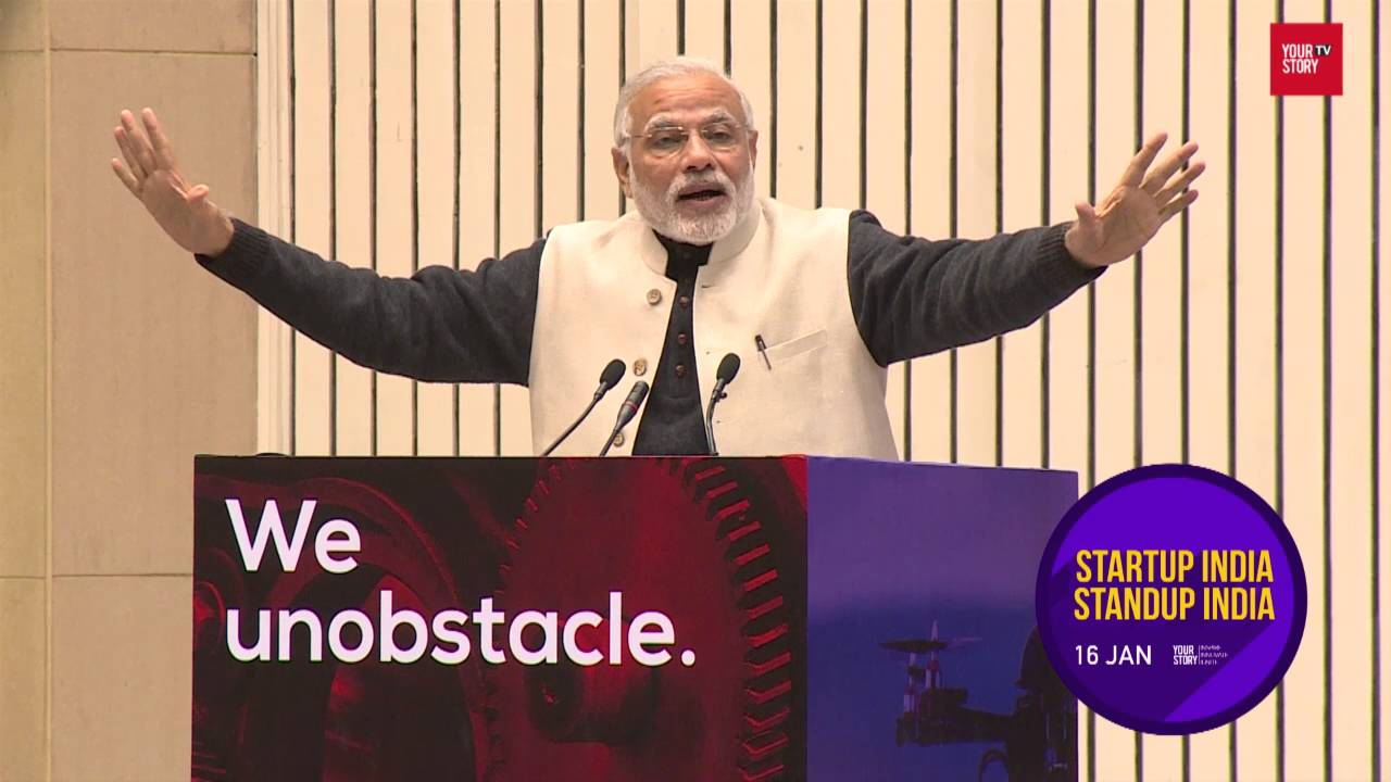 Narendra Modi releasing action plan at StartUp India | YourStory