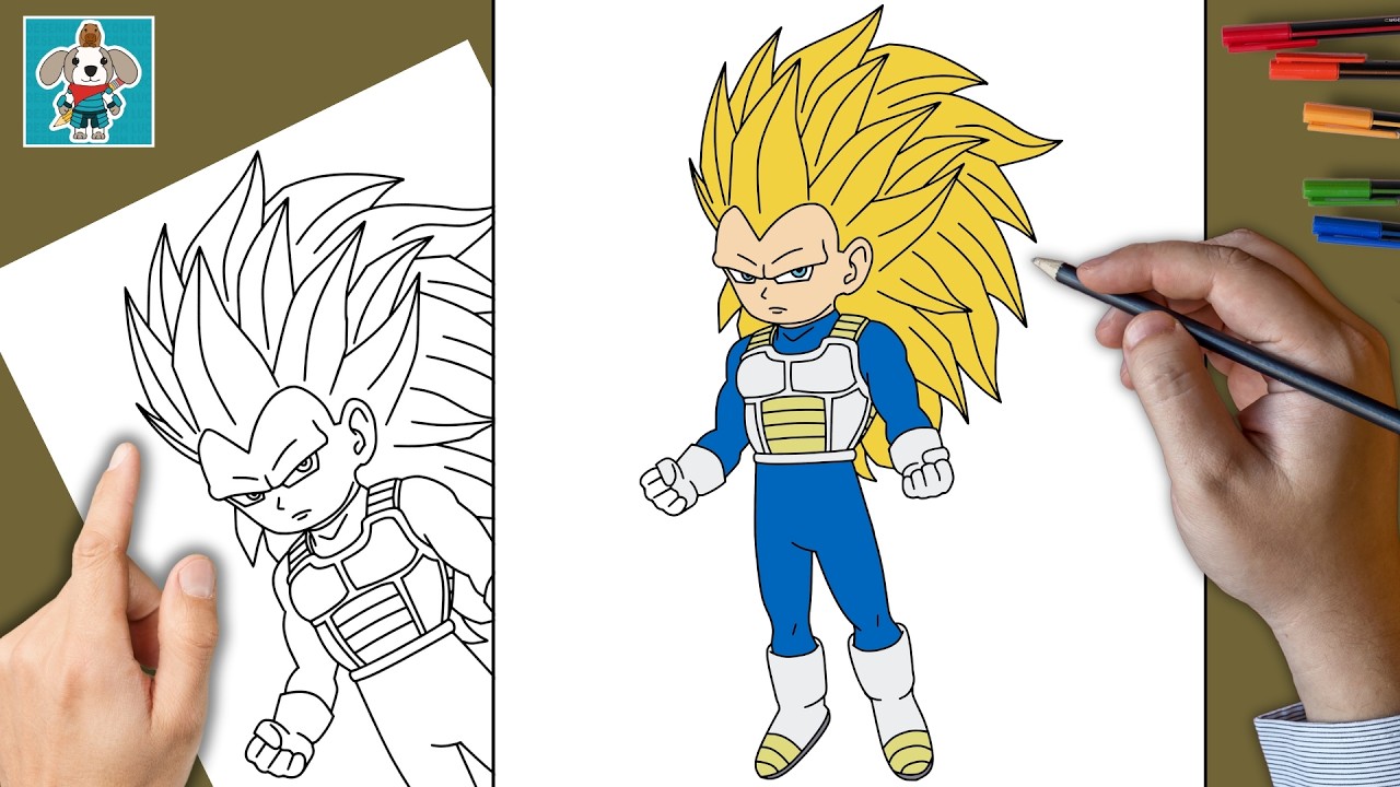 How to draw Vegeta Super Saiyan 3 | Dragon Ball Daima | HVORDAN TEGNE | Step by Step