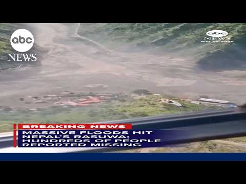 Aerial footage shows devastation from flash flooding in Nepal