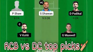 RCB vs DC dream11 team Prediction|  BLR vs DC ipl2021