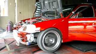 turbo  honda civic  from jamaica   part finders  auto  608hp  dyno run
