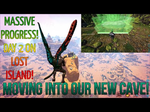 Massive Progress! Day 2 On The Lost Island! Claiming Our OP Cave!-Small Tribes-Ark Survival Evolved