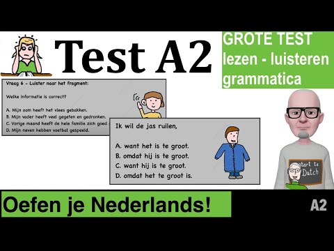 NT2 Grote TEST A2 niveau NEDERLANDS LEREN 📗 Grammatica luisteren lezen 👨🏻‍🎓 examen TAALTEST 1.2 Quiz