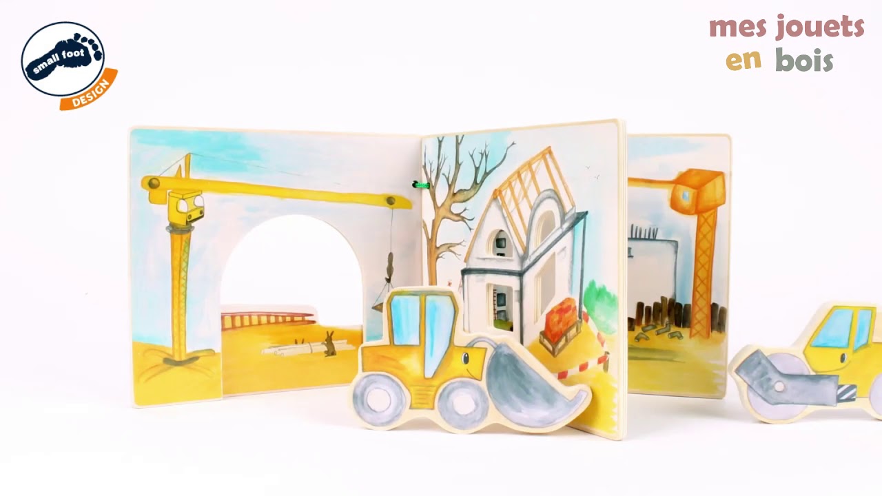 Livre d'éveil en bois pour bébé - En construction