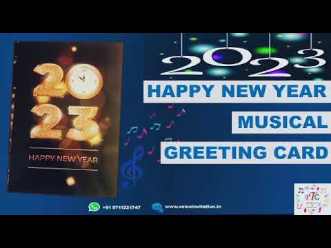 Paper rectangular happy new year 2023 musical greeting card