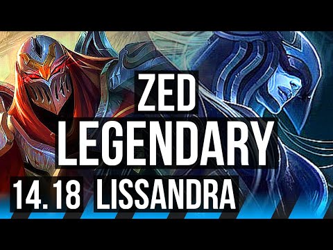 ZED vs LISSANDRA (MID) | 24/1/5, Legendary, 8 solo kills, 800+ games | EUW Grandmaster | 14.18
