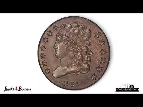 1831 Classic Head Half Cent. Original. B-1, C-1. Rarity-5+. Proof-60 BN (PCGS).