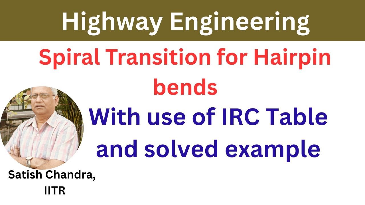 Design of spiral transition curve for hairpin bends using IRC  38, 1988 with use of IRC Tables