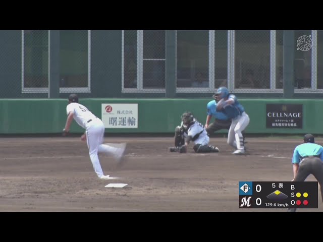 【ファーム】鋭く落ちる変化球!! マリーンズ・河村説人 ピンチを三振で切り抜ける!! 2025年8月5日 千葉ロッテマリーンズ 対 北海道日本ハムファイターズ