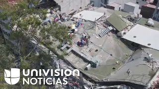 Imágenes de dron de los derrumbes por el fuerte temblor en la Ciudad de México