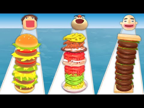 BURGER RUSH vs NOODLE RUN vs SANDWICH RUNNER - Gameplay All Levels NEW UPDATE Mobile android EDS45K