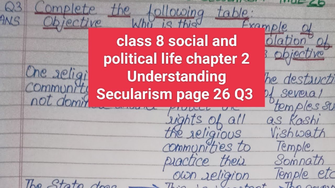 class 8 social science social and political life chapter 2 understanding secularism page 26 Q3