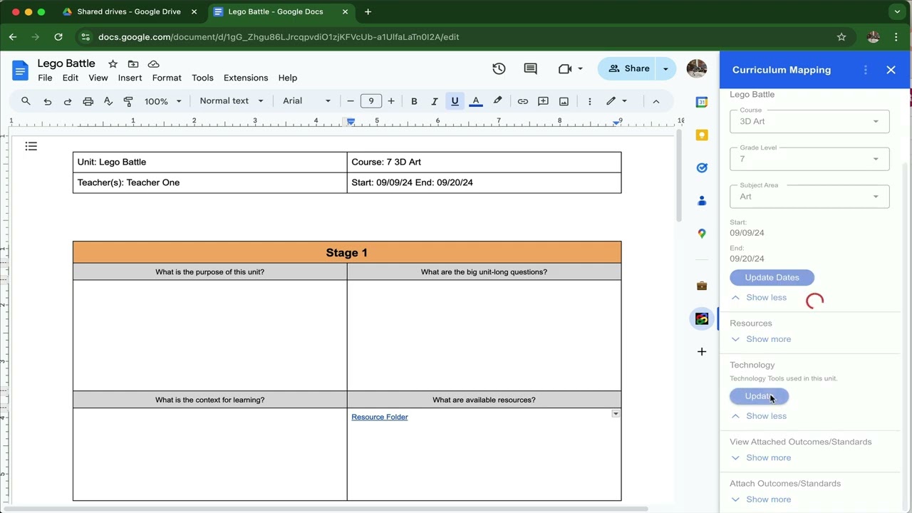 Curriculum Mapping with Google Workspace Demo