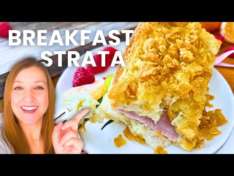 Easy Make-Ahead Breakfast Strata with Canadian Bacon & Cheese | Overnight Brunch Recipe!