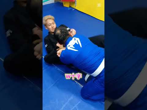 アンクルピック、ボーアンドアローチョーク、シントゥシンで崩してクローズドガード及び三角絞め