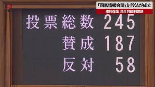 【速報】「国家情報会議」創設法が成立 スパイ防止法の検討加速