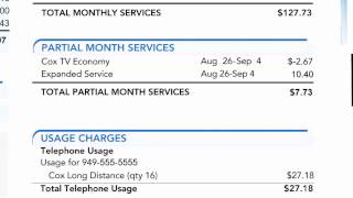 Cox Billing & Account - How to read partial monthly services on your Cox paper bill