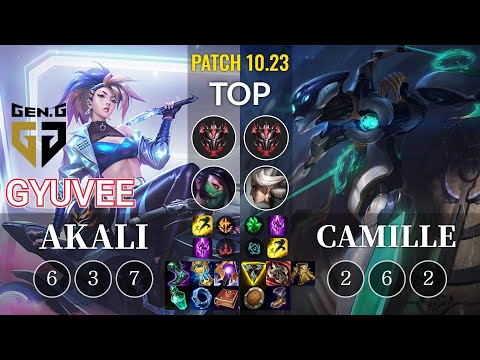 GEN gyuvee Akali vs Camille Top - KR Patch 10.23