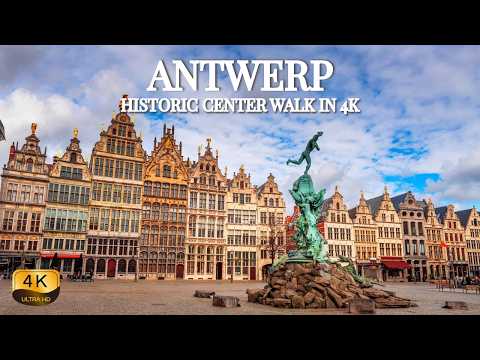 【4K】Antwerp 4K Walking Tour | Meir, Cathedral & Grote Markt to Het Steen