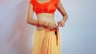 Petticoat wearing Model style saree draping 