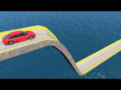 Impossible Vertical Bridge Crossing Cars Vs Deep Water Stunt - BeamNG.Drive
