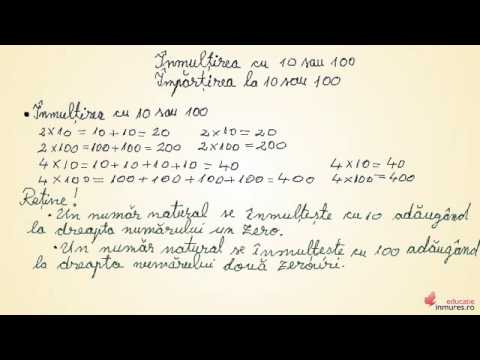 Înmulțirea cu 10 sau 100. Împărțirea la 10 sau 100 - Matematică pentru clasa a III-a
