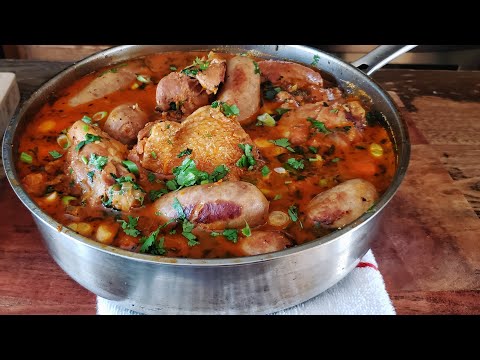 HEARTY ONE POT CHICKEN AND SAUSAGE ] CHICKEN ,SAUSAGE AND BUTTERNUT SQUASH STEW