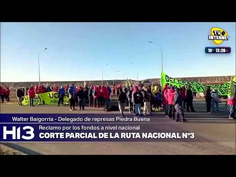 Reclamo por represas de Piedra Buena. Hay corte parcial de la Ruta N°3.