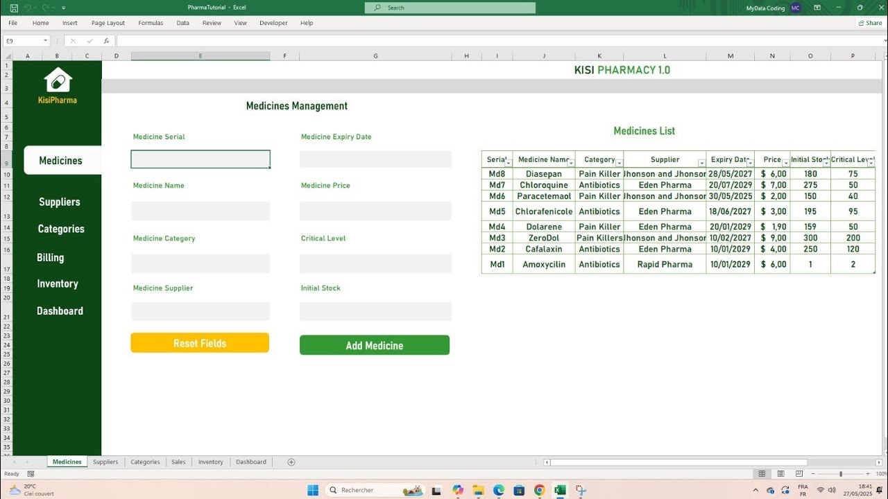 Pharmacy Management System Using Excel Full Project.