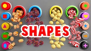 Shapes for Toddlers with A Lot of 3D Candy Surprise Eggs