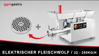 Heavy Duty Electric Meat Mincer Size 22 - 250kg/h - 1.5 kW - Mincing Plate 4mm