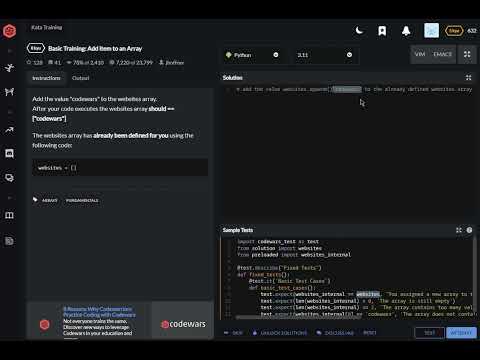 Codewars Python Basic Training Add Item To An Array