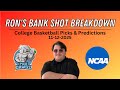 College Basketball Picks Predictions Today 11 12 25 Ron S Bank Shot Breakdown
