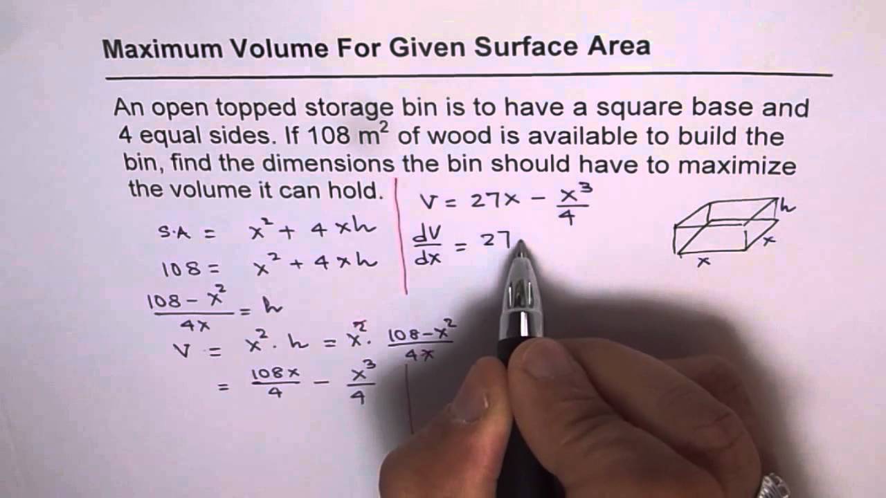 19 Maximum Volume Given Surface Area
