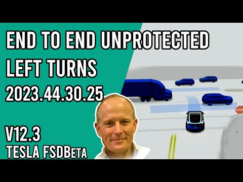 FSDBeta v12.3 - End to End Neural Nets Doing Unprotected Left Turns