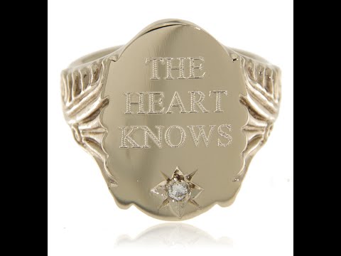 Inelul Sufletului The Heart Knows - Aur Alb fara rodiu Sculptat Manual si Diamant Natural