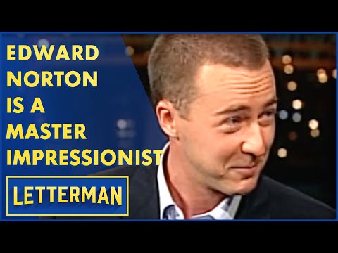 Edward Norton Impersonates Marlon Brando & Robert DeNiro | Letterman