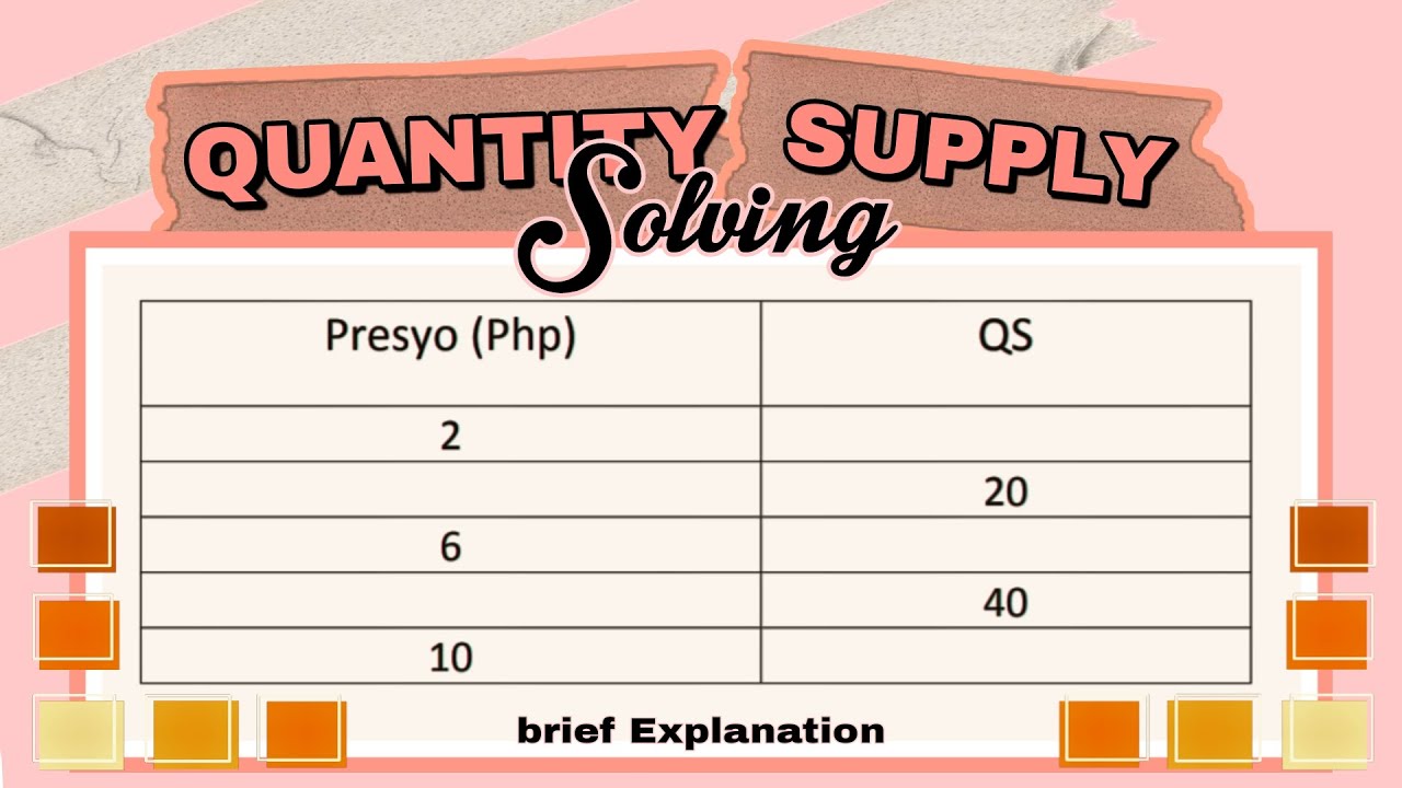 Quantity Supply Solving | TAGALOG!!