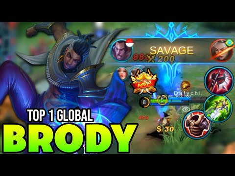 SAVAGE! BRODY BEST BUILD 2021 | TOP 1 GLOBAL BRODY GAMEPLAY | MOBILE LEGENDS