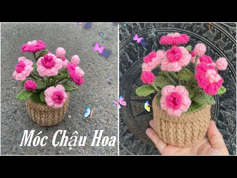 Chậu hoa len mini để bàn