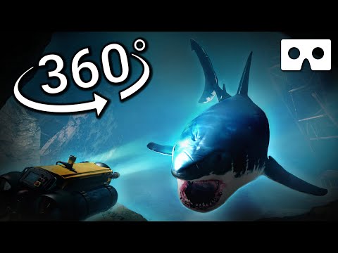 360 VR Shock: Megalodon Encounter on Research Vehicle [Can You Survive?]