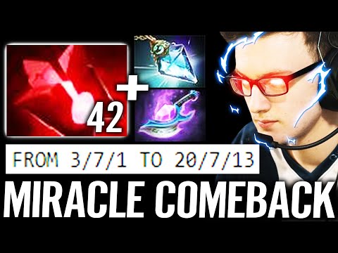 🔥 MIRACLE 100% Best COMEBACK Ever - WTF 42 Charges Bloodstone IMBA Leshrac 7.30 Dota 2 Pro